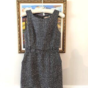 Banana Republic black & white tweed belted dress-Petite